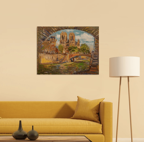 Her Majesty Notre Dame - Paris - Cityscape - Architecture - Oil Painting - Original - Plein Air - Medium Size