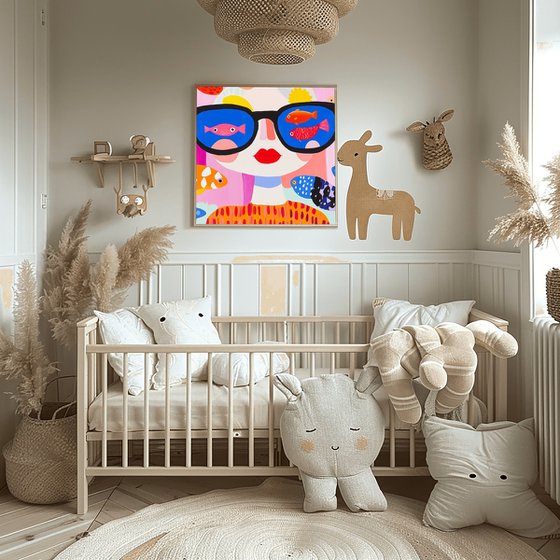 Surreal Fish-Glasses Girl