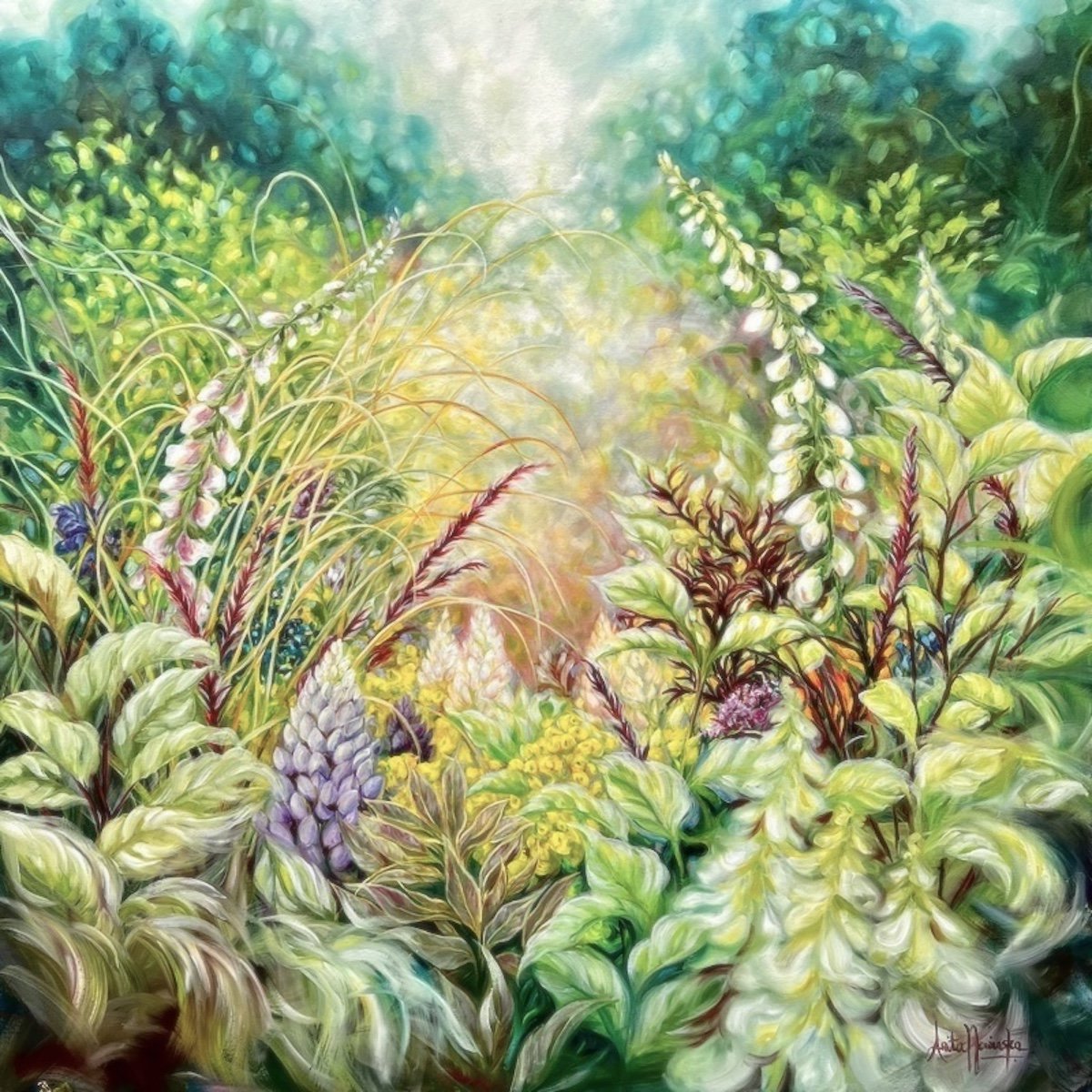 Mosaic- Spring Garden Landscape By Anita Nowinska, 39 X 39, Artwork For Sale On Artfinder