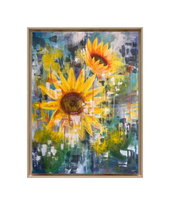 Let me be free ! Abstract Sunflower art