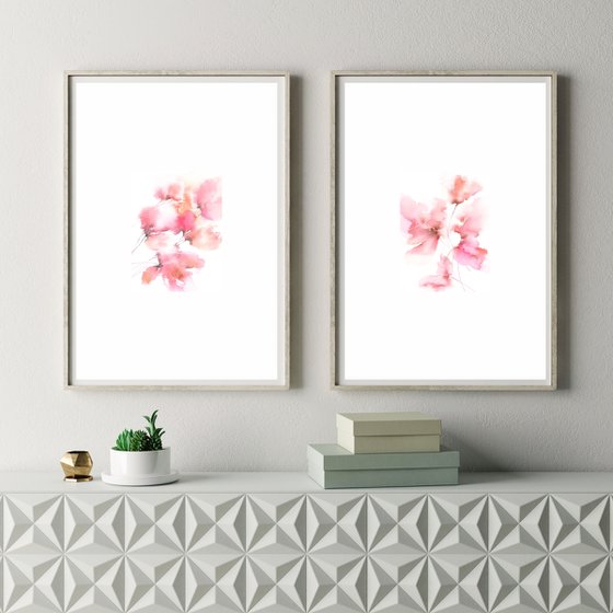 Abstract flowers, diptych "Charm"