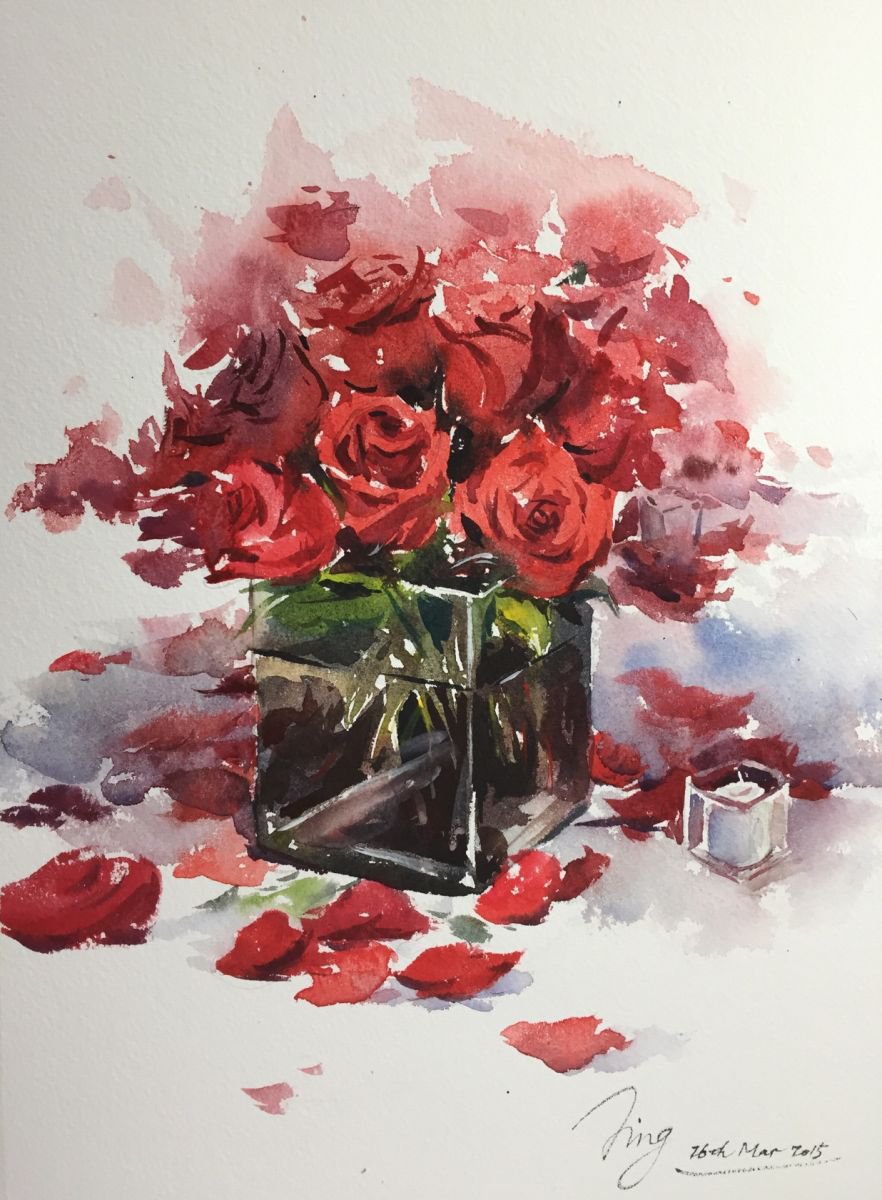 Vase of roses 6 by Jing Chen