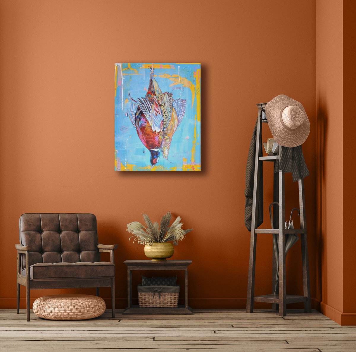 Expressive Animal Acrylic Painting By Paul Ward, 19 X 23", Brace! Brace!, Original Artwork