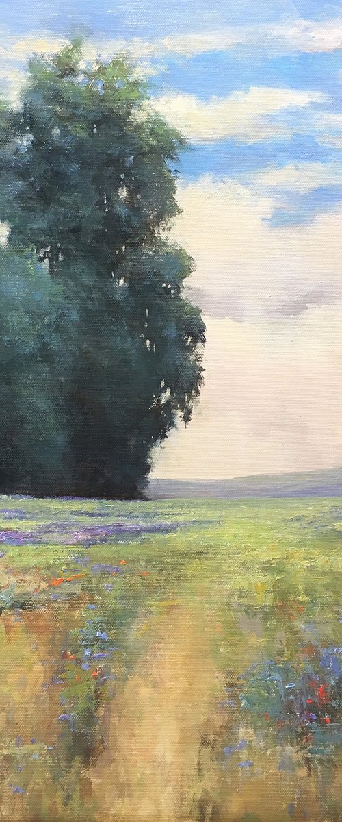 Summer Flower Field 200823, flower field impressionist landscape oil painting by Don Bishop