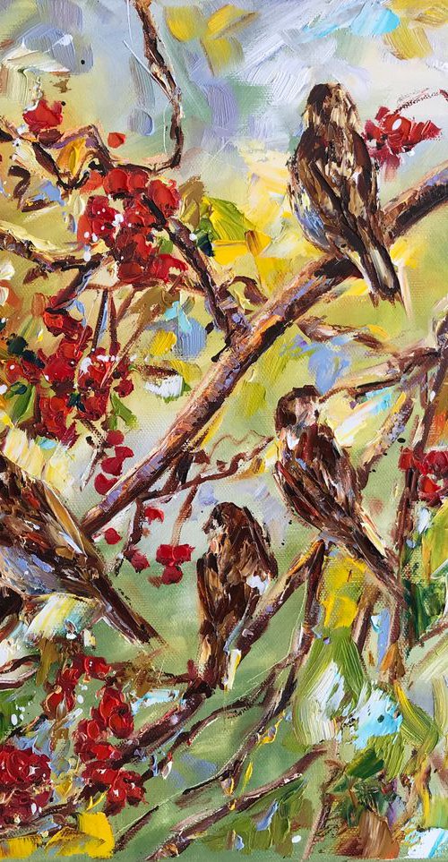 Sparrows in the Rowan-Tree by Diana Malivani
