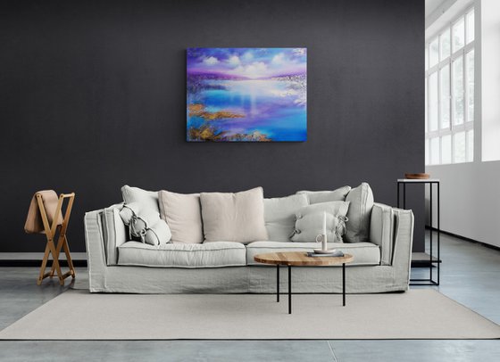 A XL large beautiful modern semi-abstract seascape painting "Miracle moment"