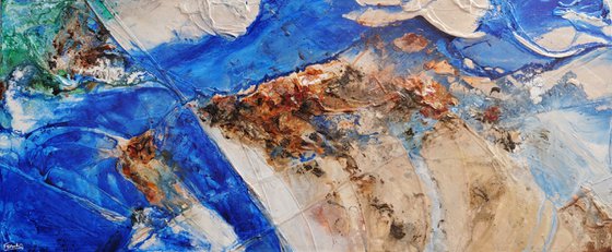 Outback Blue 240cm x 100cm Textured Abstract Art