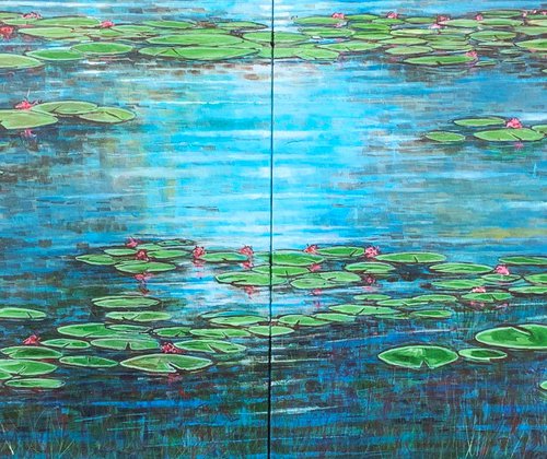 Pond and lilies v by Stuart Roy