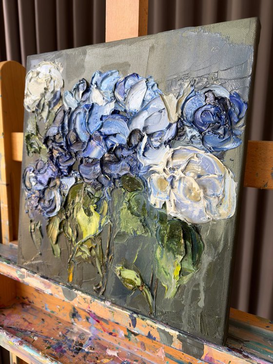 Midnight Hydrangea II — Blue Floral