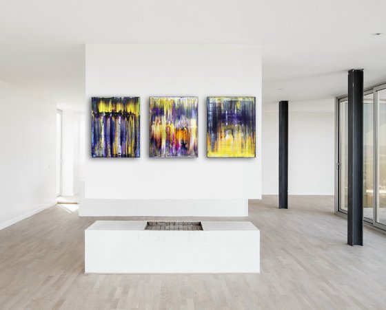 "Transmutation" - FREE USA SHIPPING + Save As A Series - Original PMS Abstract Triptych Oil Paintings On Canvas - 48" x 20"