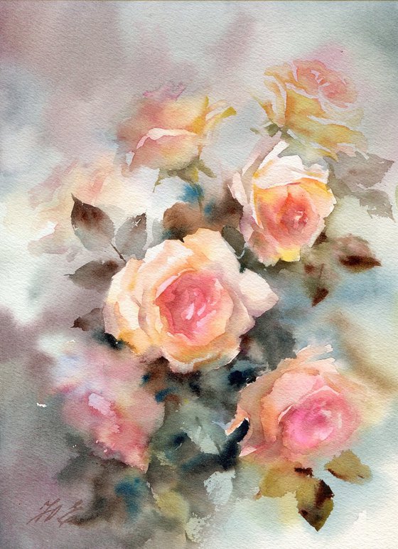 Light autumn roses