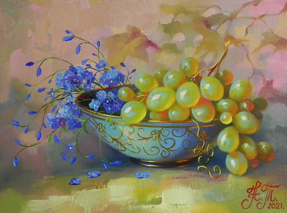 "Grapes"  Oil on canvas Original art Kitchen decor 2021
