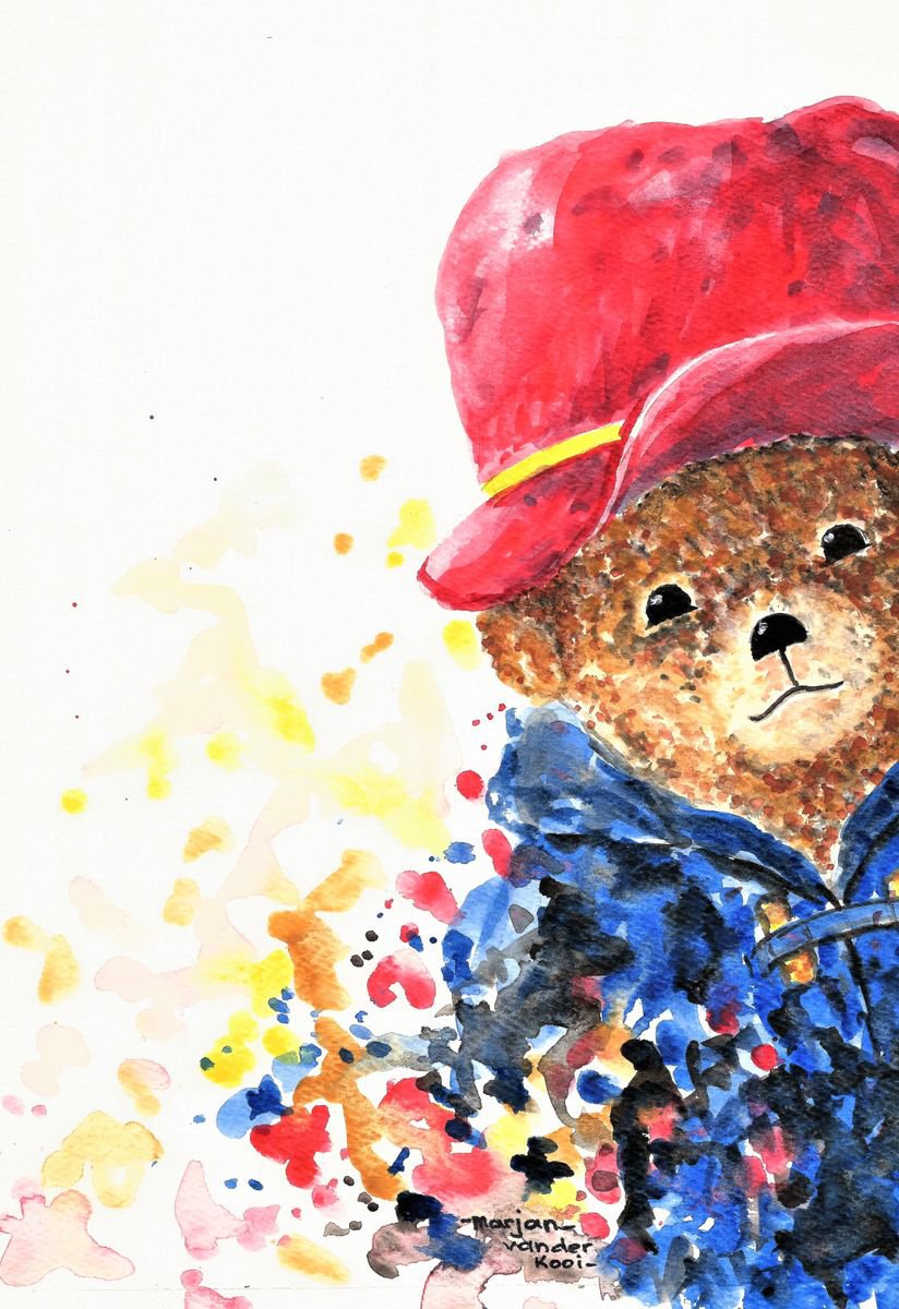 Bear in a Hat. Teddy Bear Art for children by MARJANSART