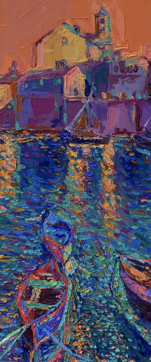 Boats of Giovinazzo at Sunset by Adriana Dziuba