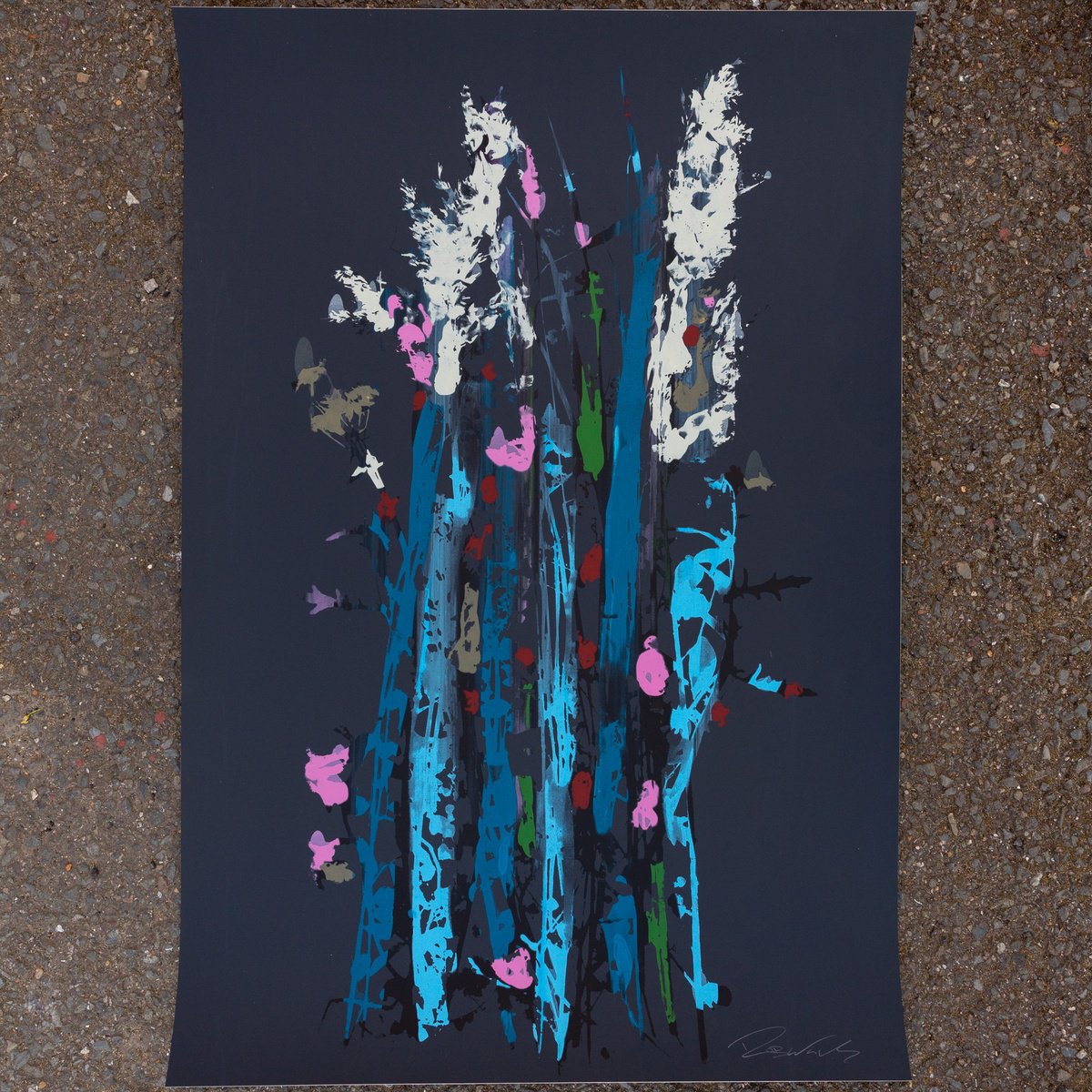 Graphic Botanical Screenprint By Rob Wass, 21 X 31", Monoprint 4, Original Artwork