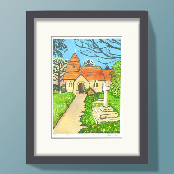 Church in the Wood limited edition linocut