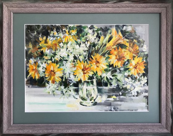 Yellow flowers.