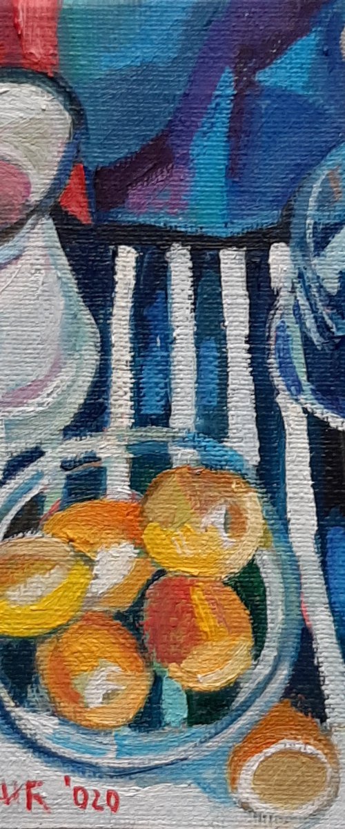 Still life with striped drapery 4 by Maja Đokić Mihajlović
