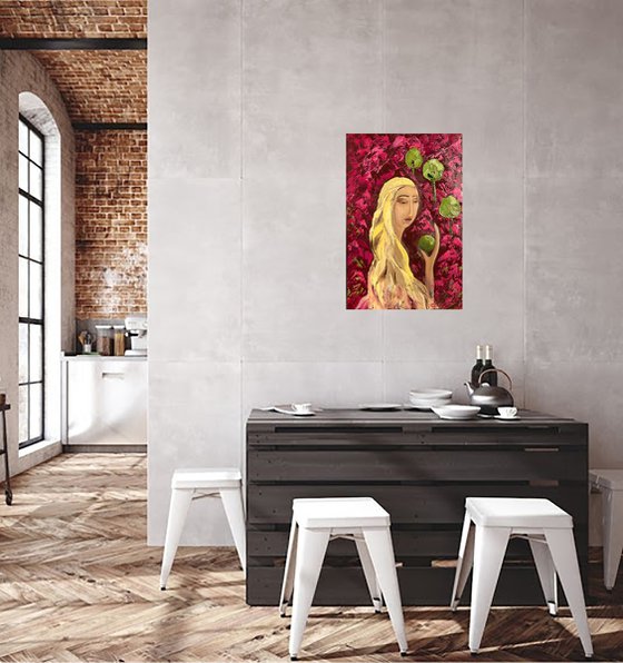 Woman with Apple Original Painting