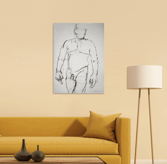 Study of a male Nude - Life Drawing No 641
