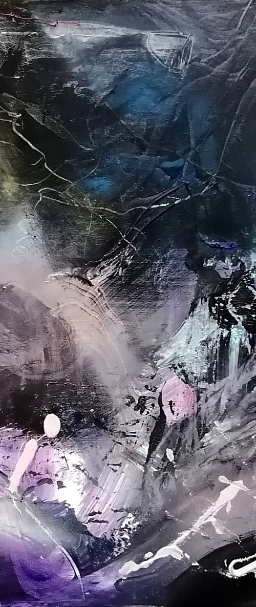 Beautiful enigmatic abstract painting about childhood dreams and colors by O KLOSKA by Kloska Ovidiu