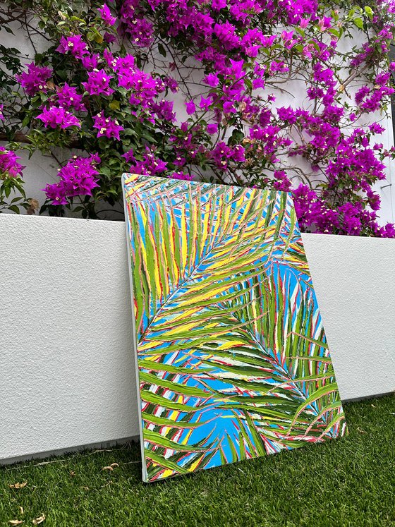 Rustle - palm trees / nature abstraction impasto oil painting