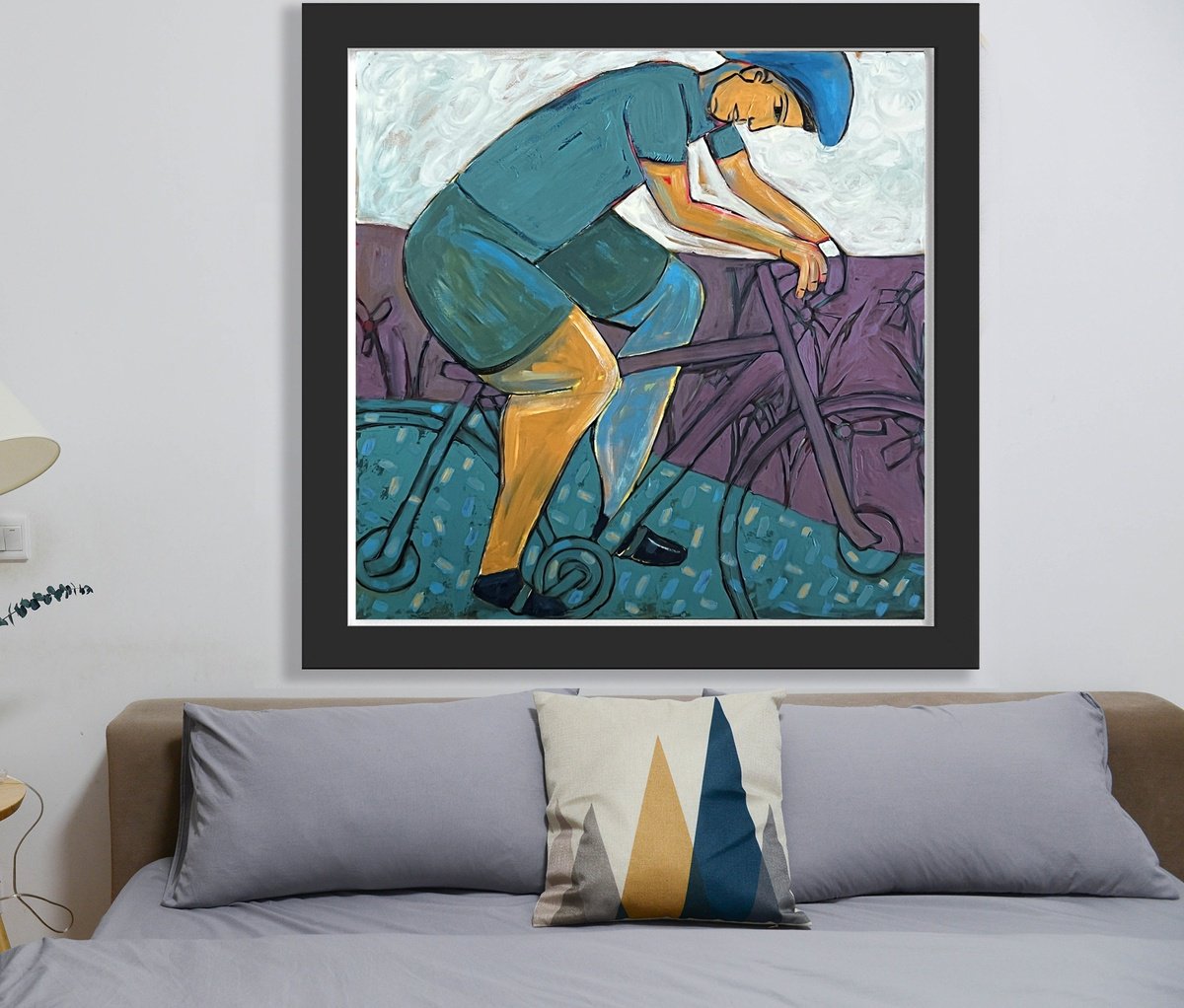 Illustrative Portrait Acrylic Painting By Nick Molloy, 39 X 39", Route 22, Original Artwork