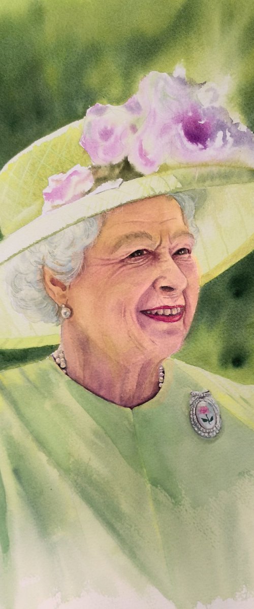 Queen Elizabeth II Portrait by Olga Beliaeva Watercolour