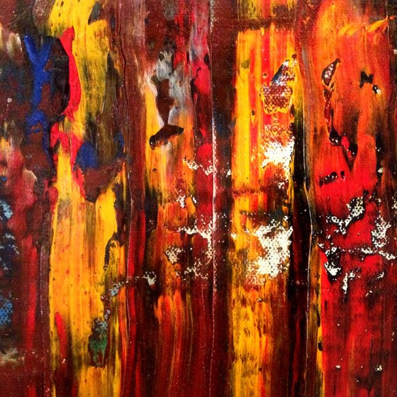 Original One of a Kind Abstract Oil Painting - Through the Flames