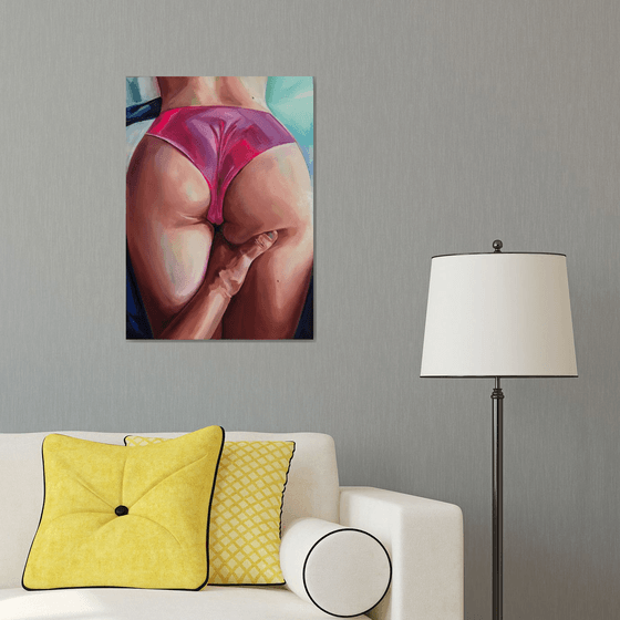 MAN"S PINK HAPPINESS - gift, painting, erotic art, canvas print, fine art paper print, decor art, wall art, poster, office art