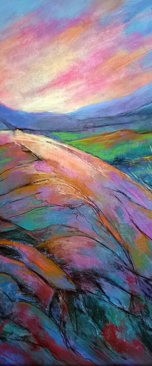 Pink Skies in the Valley (framed) by Midge
