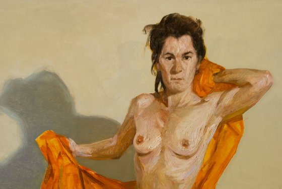 nude woman orange and black