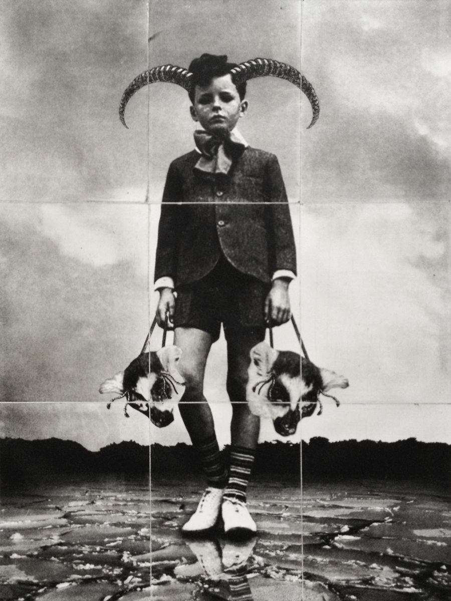 Surrealistic Portrait Etchings & Engravings By Jaco Putker, 24 X 33, The Boy And The Masks - Large, Original Artwork