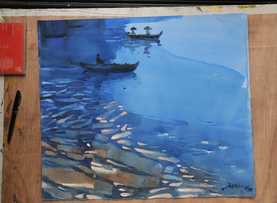 Canoeing stirring the blues