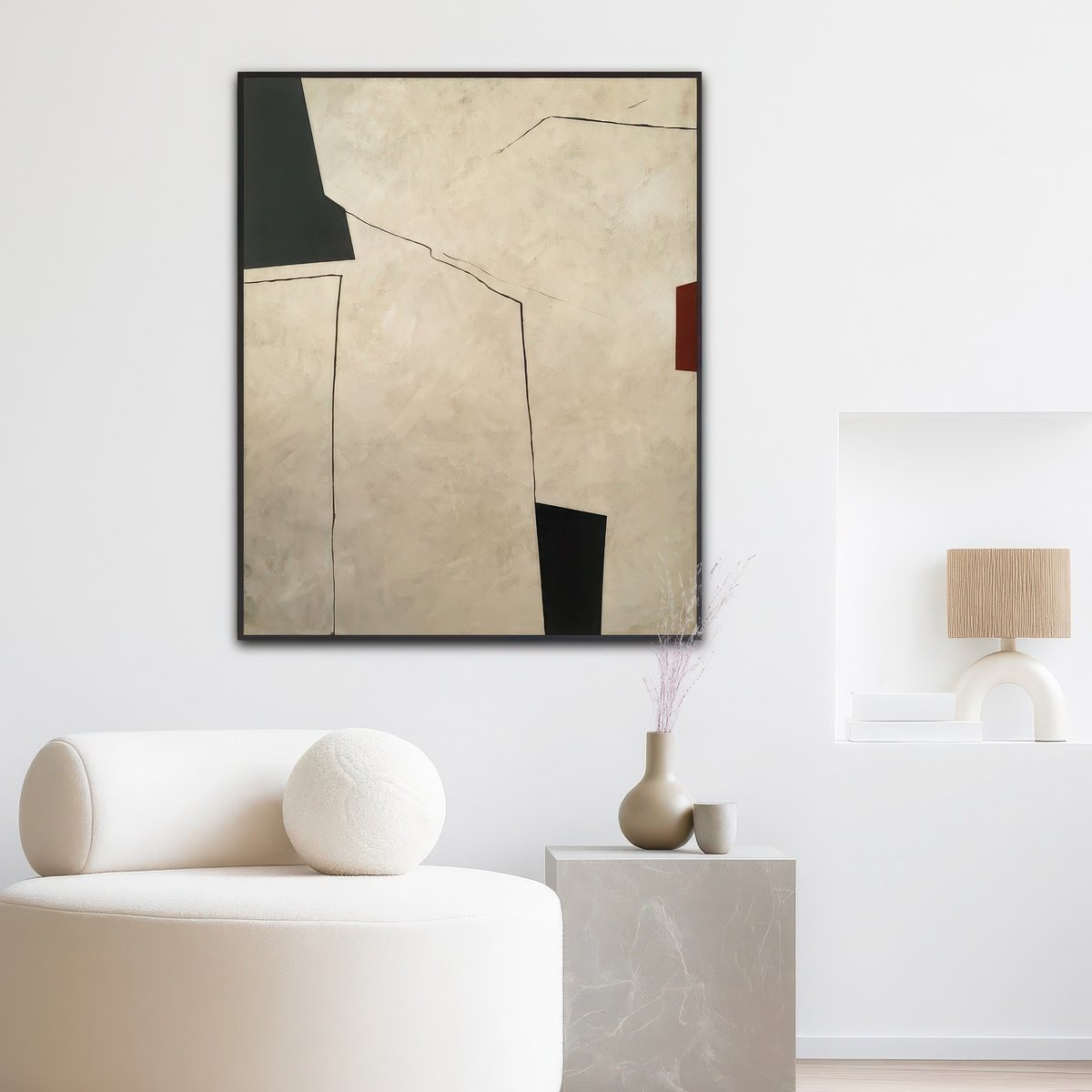 Geometric Abstract Acrylic Painting By Veronika Obushikhina, 31 X 39", Equilibrium 3, Original Artwork