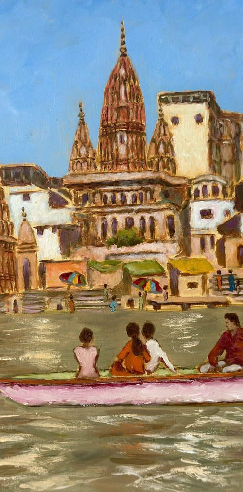 Benaras - Temples at Manikarnika Ghat by Uma Krishnamoorthy