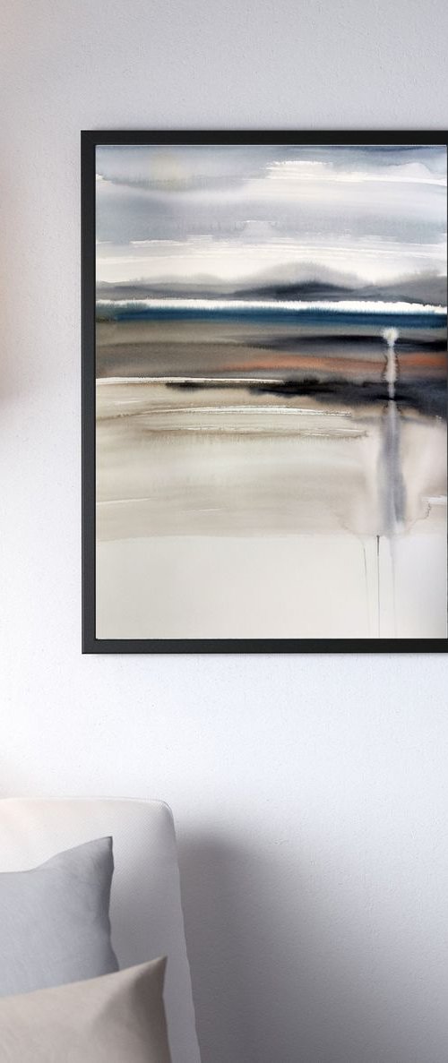 North Sea #2 - abstract art – by Olga Beliaeva Watercolour