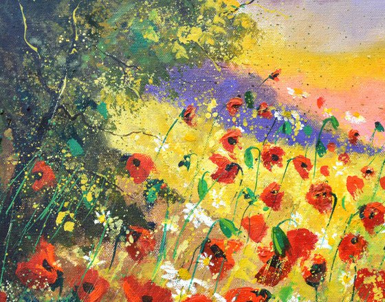 Summer landscapewith poppies