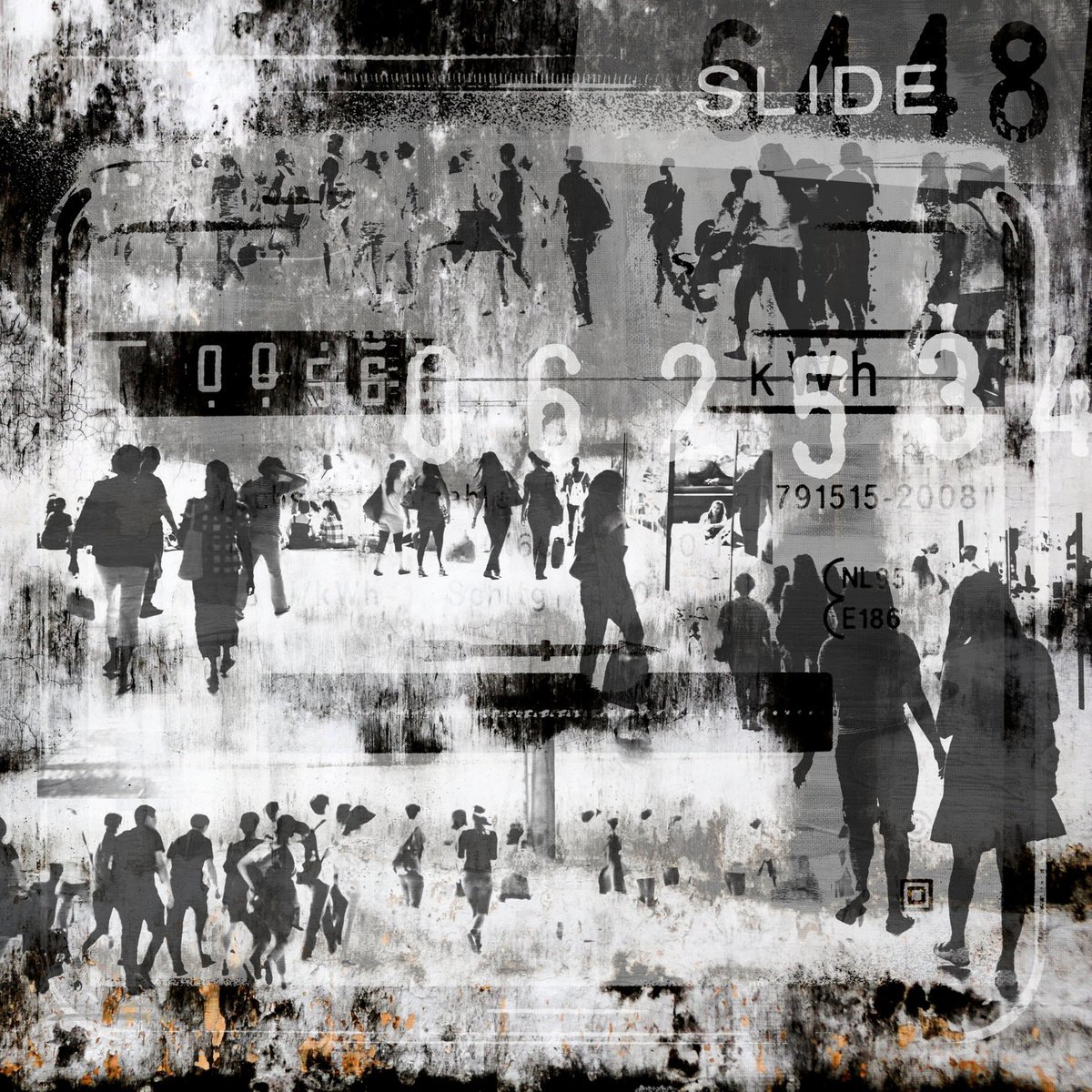 Abstract Cityscapes Photograph By Sven Pfrommer, 47 X 47", Human Crowd Ii, Original Artwork