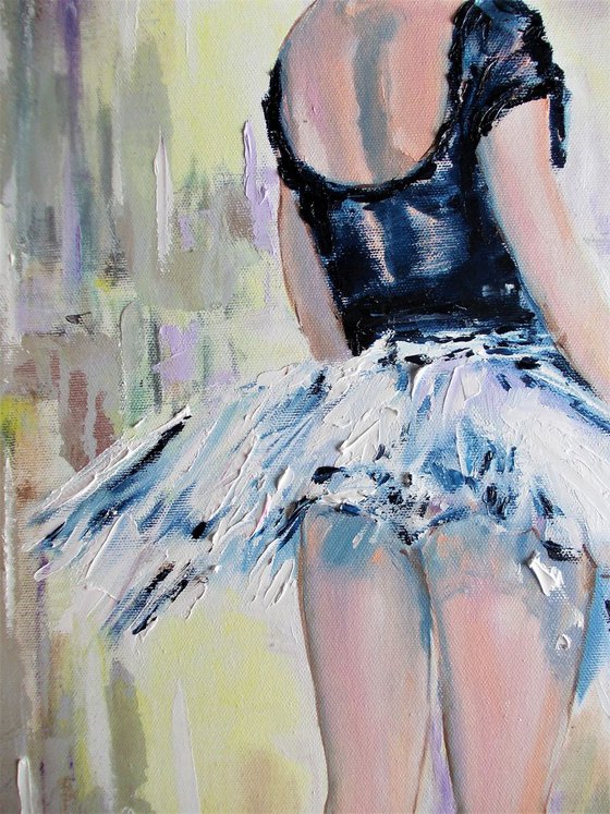 On Pointe  - Original mixed media ballerina painting