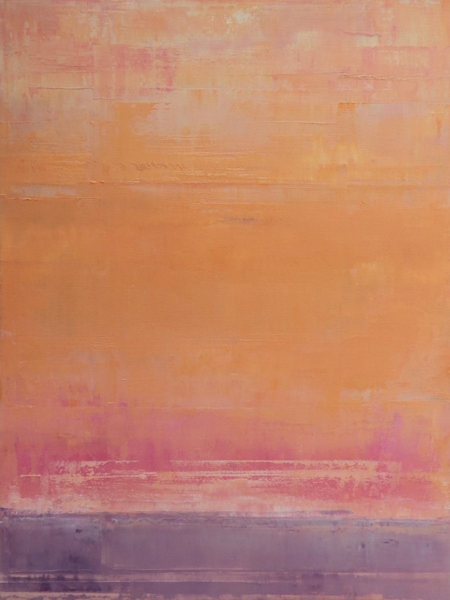 Abstract Oil Painting By Howard Sills, 12 X 16, Abstract Sunset, Original Artwork