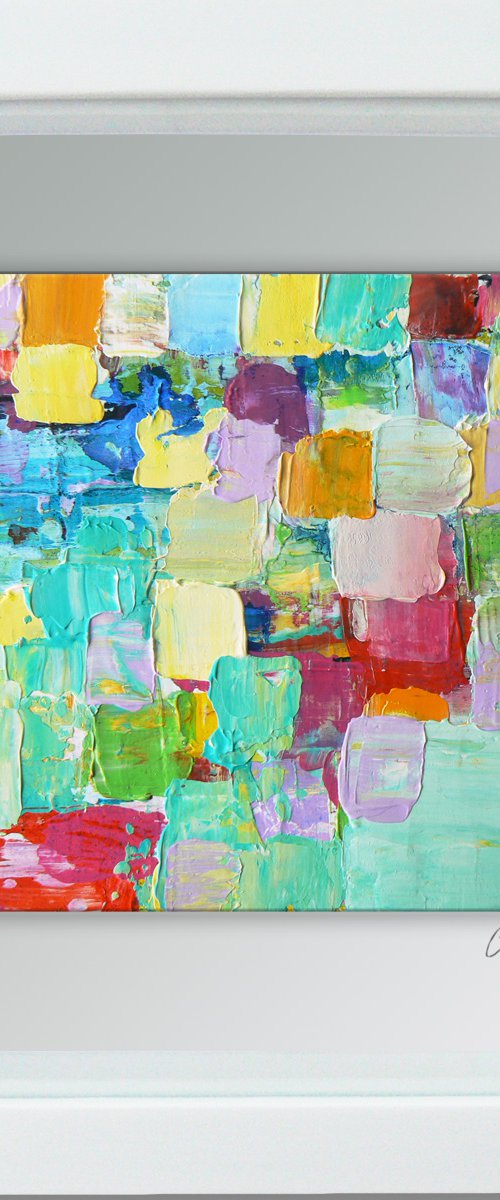 Framed ready to hang original abstract  - Chasing rainbows #4 by Carolynne Coulson