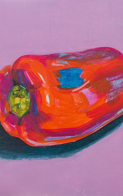 modern still life of red peppers by Olivier Payeur