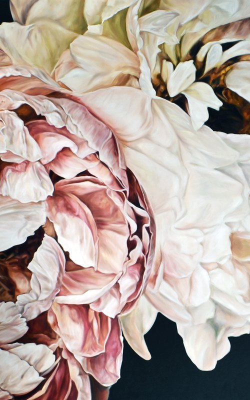 Huge oil painting with peonies Elegant 180 * 120 cm by Irina Ivlieva