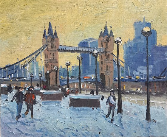 Tower bridge snow London