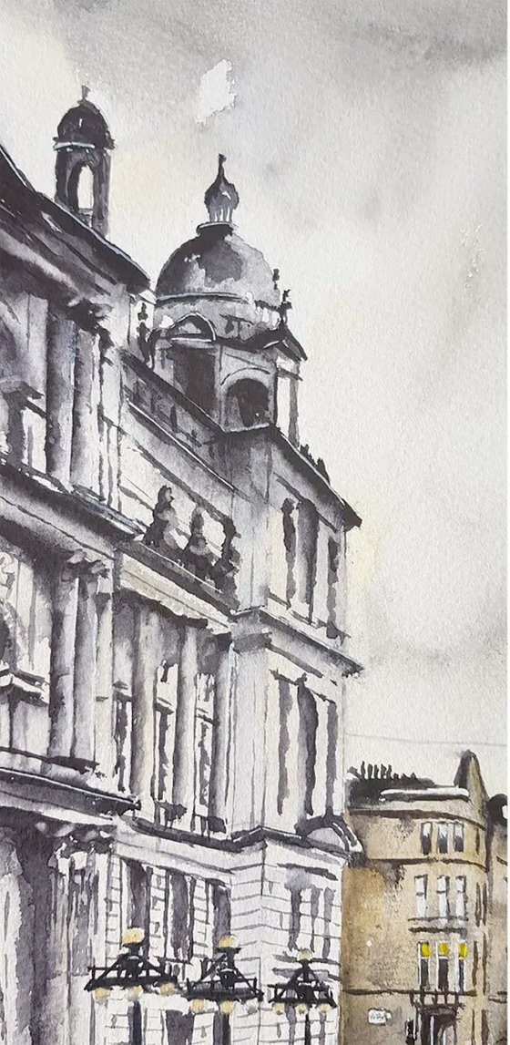 Glasgow City Chambers Cityscape Watercolour Painting Scottish Artist