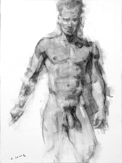Charcoal drawing on paper "Athlet" by Eugene Segal
