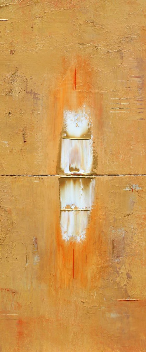 Primitive Two Panel Gold White Orange Marks by Robert Lynn
