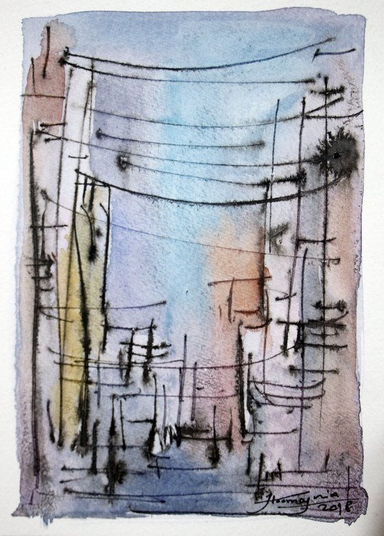 ALLEYS(12), WATERCOLOR ON PAPER, 14X 19 CM