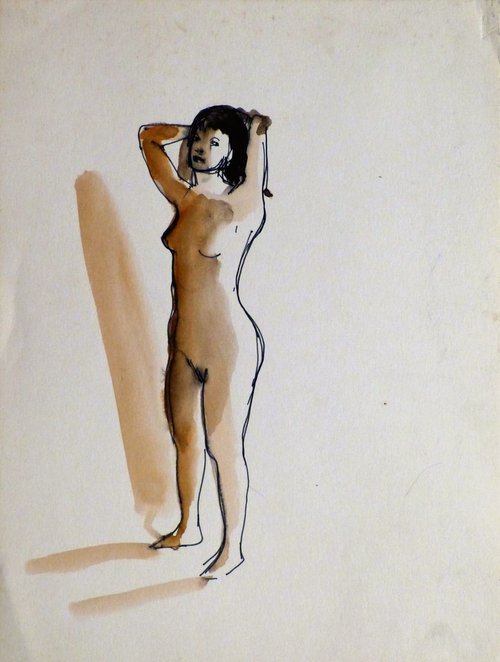 Standing Nude 2, 24x32 cm by Frederic Belaubre